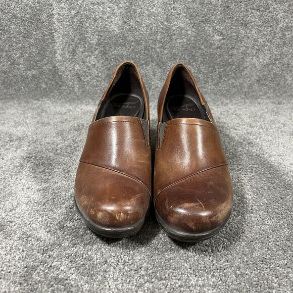 Dansko Rosaline Womens 41 Brown Leather Casual Wedge Heels Pump Slip On Shoes - Picture 2 of 10
